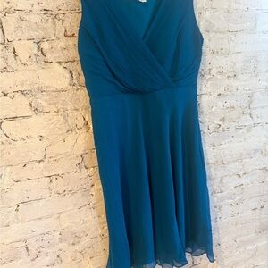 J. Crew Teal Sleeveless V-Neck Midi Dress